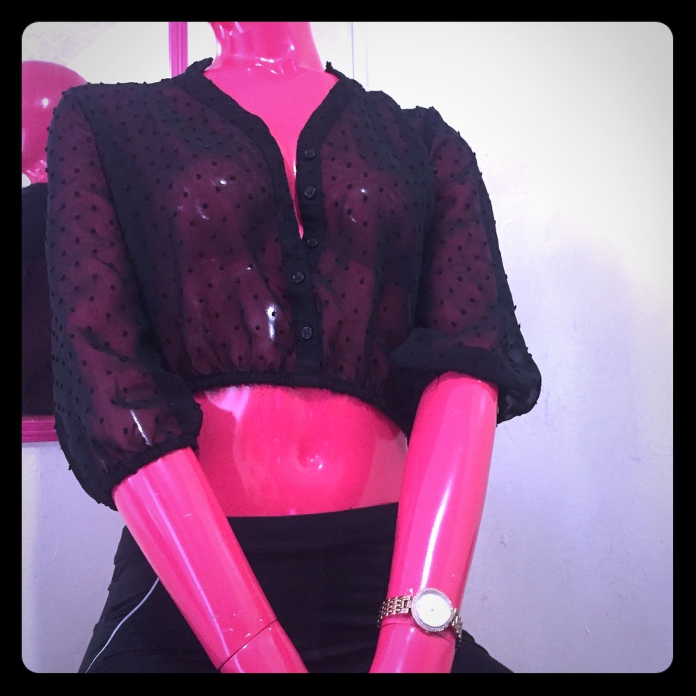 One of king! Swiss dot sheer crop top